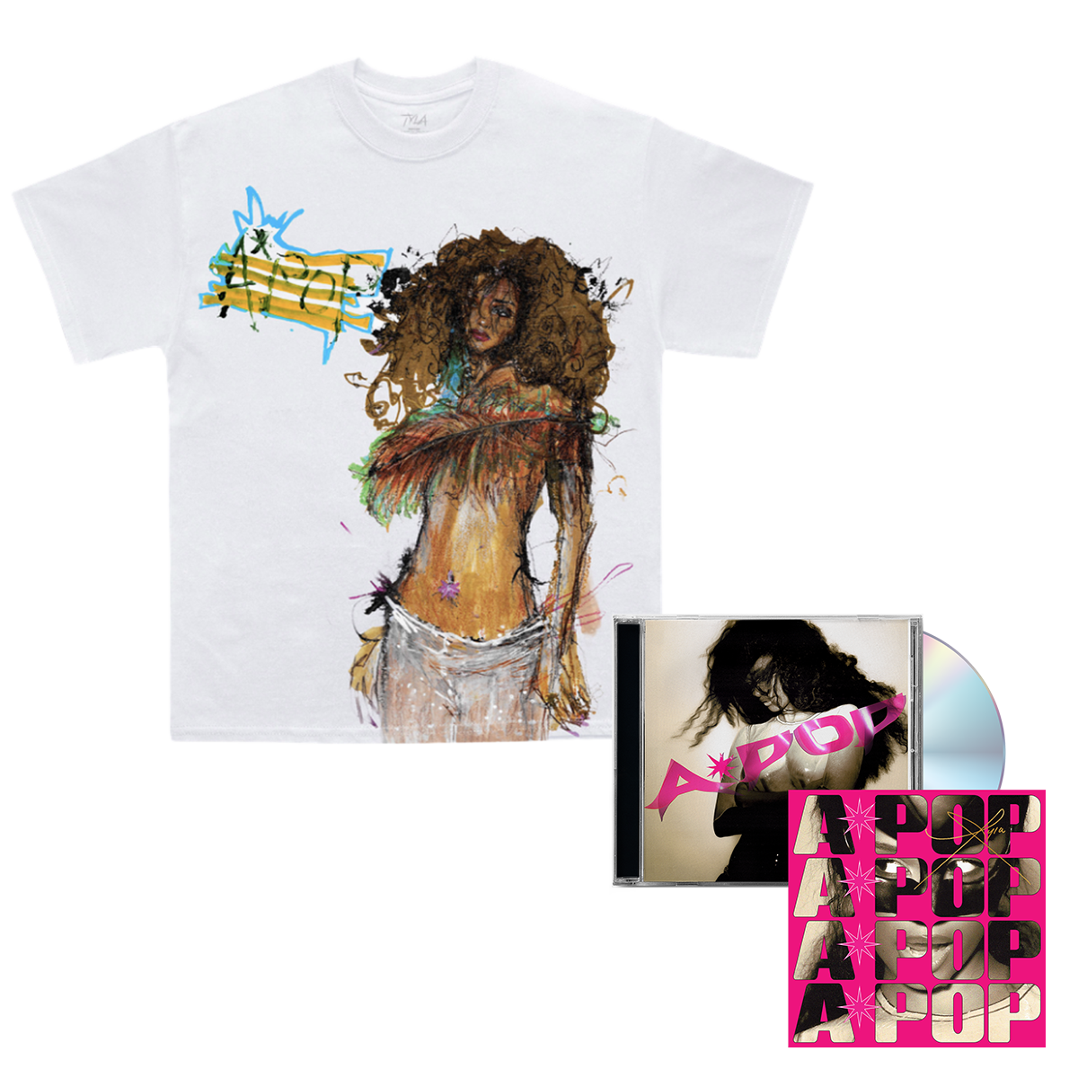 Tyla Signed A*POP CD and Sketch Tee Fan Pack